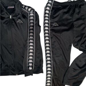 Kappa Black Track Suit with Logo Stripes